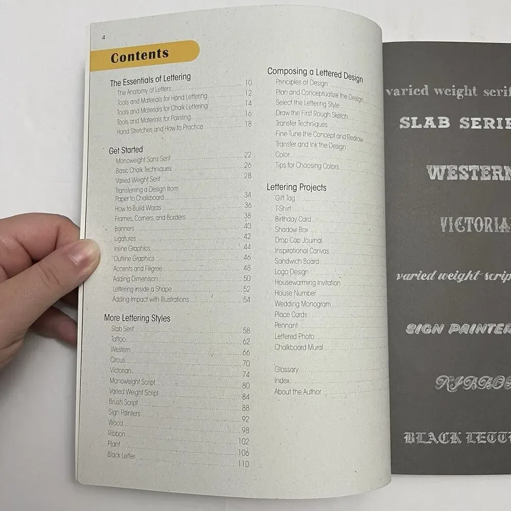 Awesome Book of Hand and Chalk Lettering Paperback How To Book by Dina Rodriguez - Picture 3 of 9